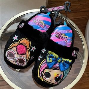 L.O.L. Surprise! Kids Slippers - Black with Pink and Blue Accents